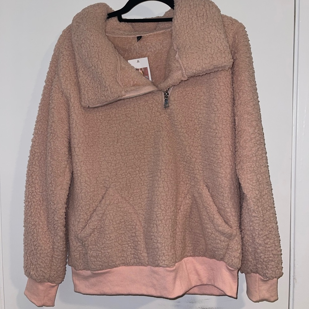 Fuzzy pink pullover